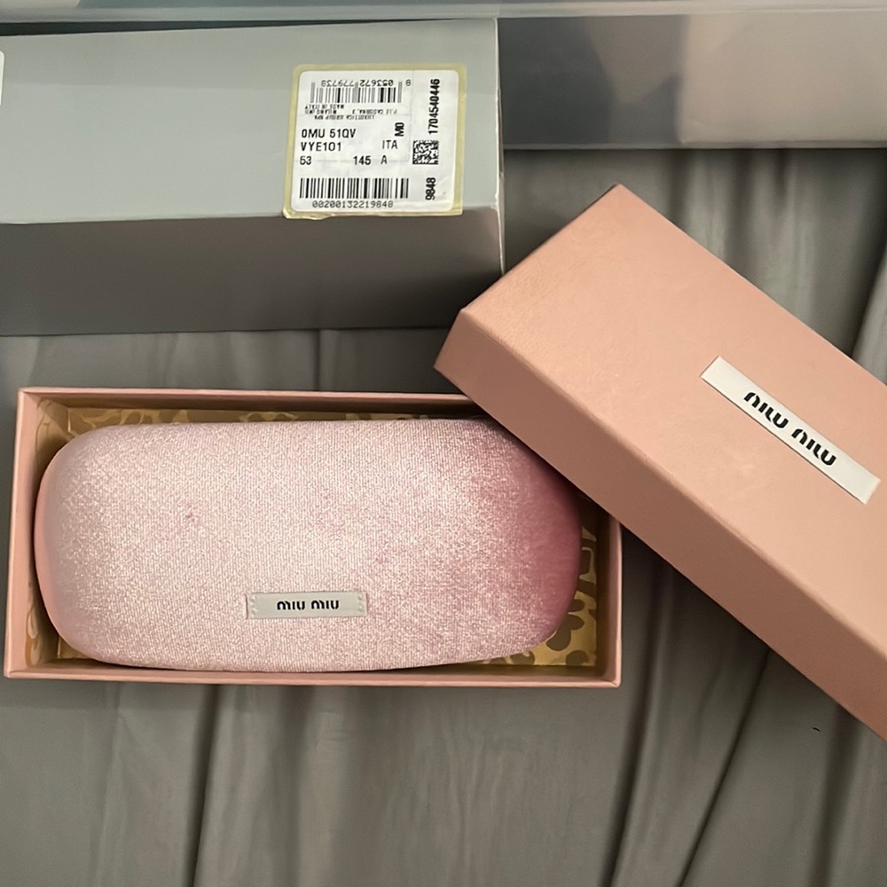 Miu Miu MU 51QV VYE101 Pale Gold/Cream (Ivory)/Blue Glasses.